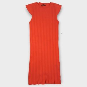 Women's Zara Orange Sleeveless Sheath Dress Size M